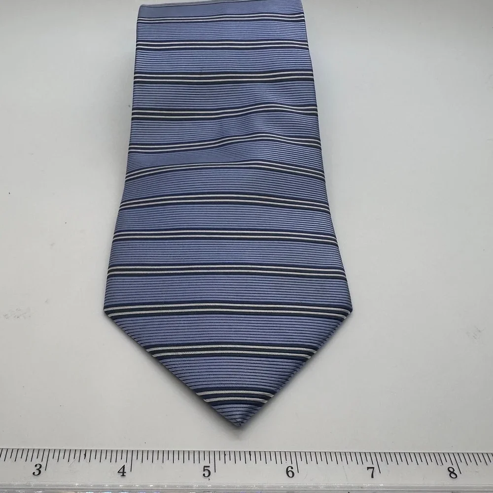 Jos. A. Bank Striped‎ Necktie - Blue, White, Black - Business, Casual
